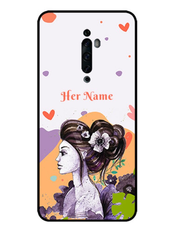 Custom Oppo Reno 2f Personalized Glass Phone Case - Woman And Nature Design