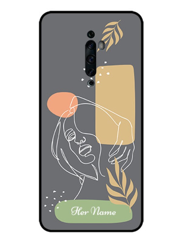 Custom Oppo Reno 2f Custom Glass Phone Case - Gazing Woman line art Design