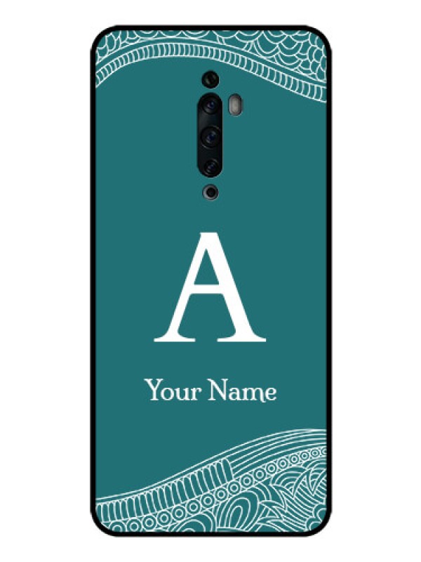 Custom Oppo Reno 2f Personalized Glass Phone Case - line art pattern with custom name Design