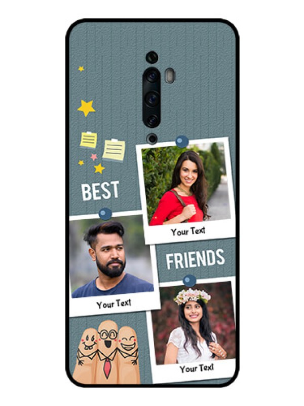 Custom Oppo Reno 2Z Personalized Glass Phone Case  - Sticky Frames and Friendship Design