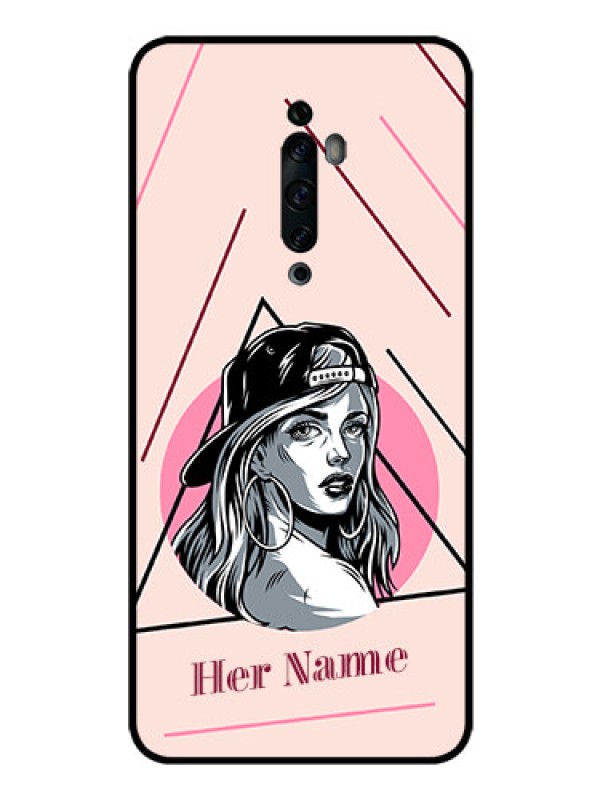 Custom Oppo Reno 2z Personalized Glass Phone Case - Rockstar Girl Design