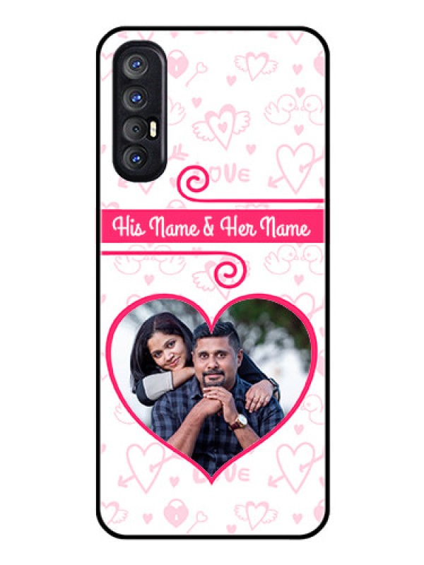 Custom Reno 3 Pro Personalized Glass Phone Case  - Heart Shape Love Design