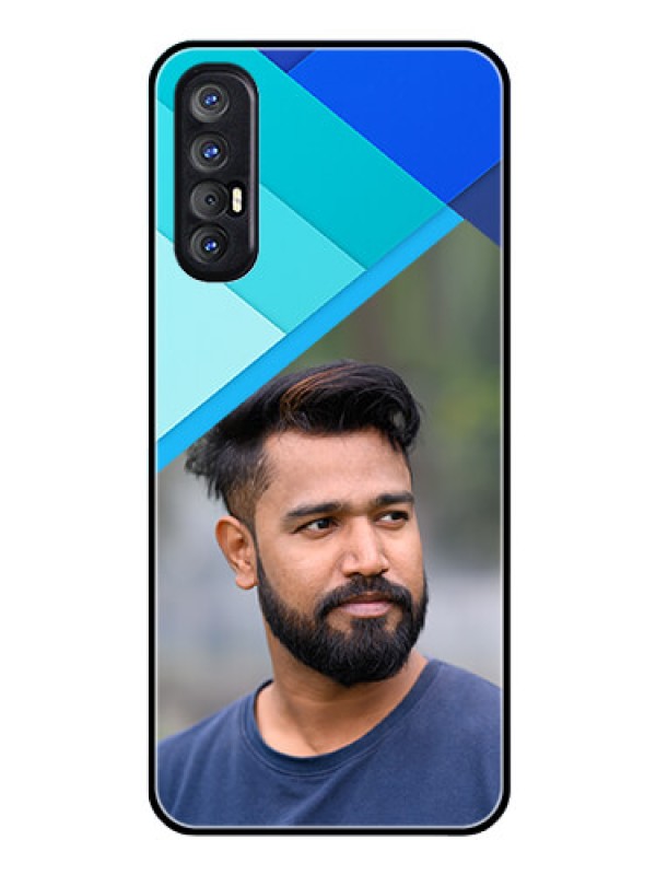 Custom Reno 3 Pro Custom Glass Phone Case  - Blue Pattern Design