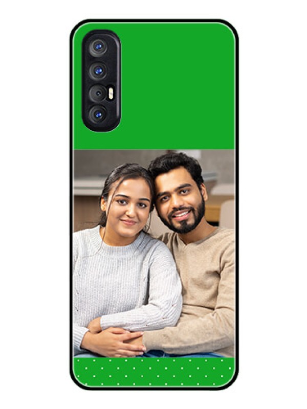 Custom Reno 3 Pro Personalized Glass Phone Case  - Green Pattern Design