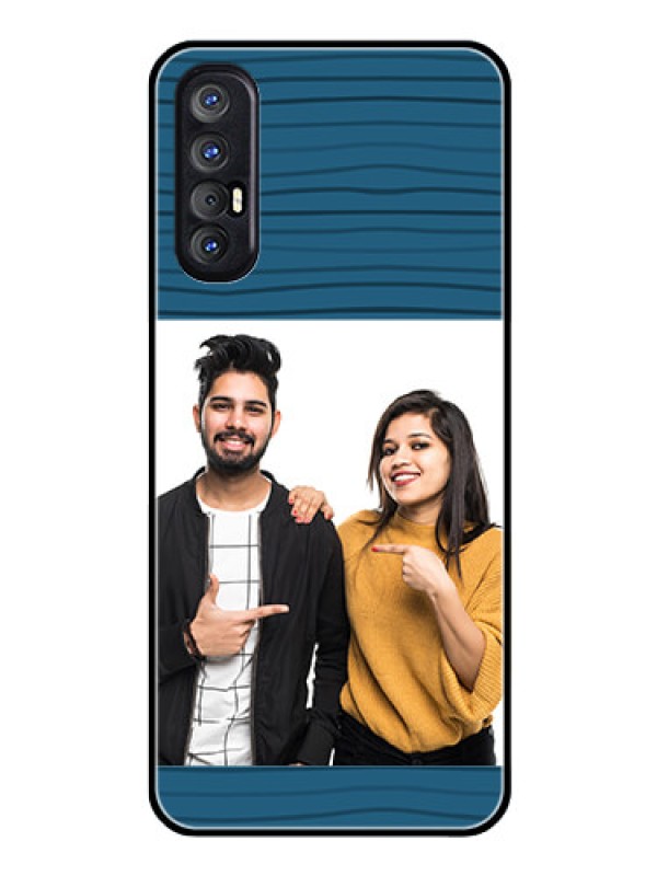 Custom Reno 3 Pro Custom Glass Phone Case  - Blue Pattern Cover Design