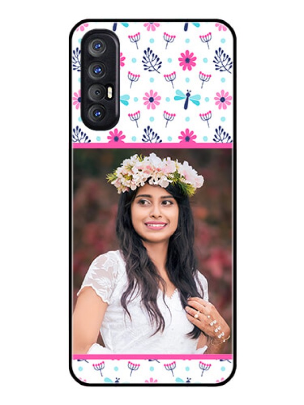 Custom Reno 3 Pro Photo Printing on Glass Case  - Colorful Flower Design