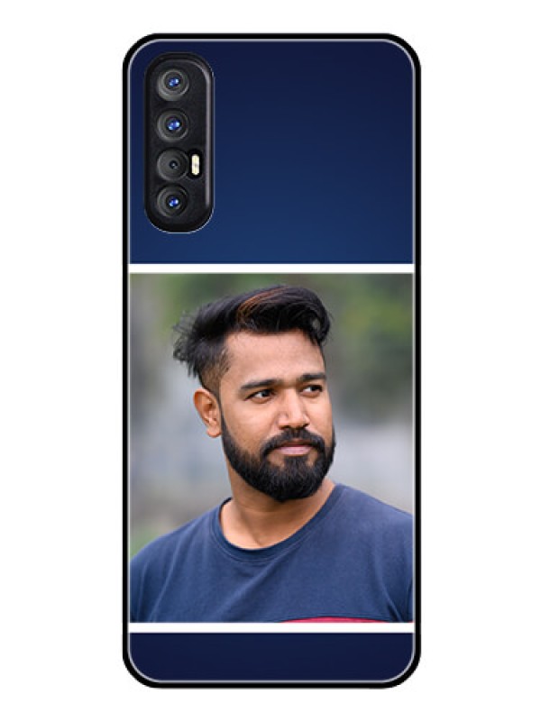 Custom Reno 3 Pro Personalized Glass Phone Case  - Simple Royal Blue Design