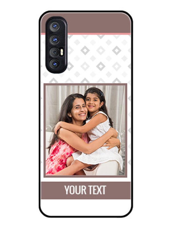 Custom Reno 3 Pro Photo Printing on Glass Case  - Simple Diamond Design