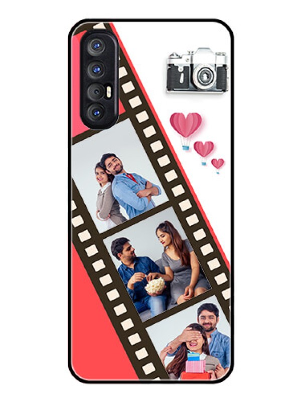 Custom Reno 3 Pro Personalized Glass Phone Case  - 3 Image Holder with Film Reel