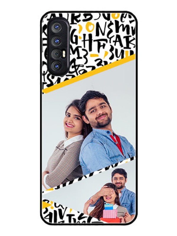 Custom Reno 3 Pro Custom Glass Mobile Case  - Letters Pattern Design