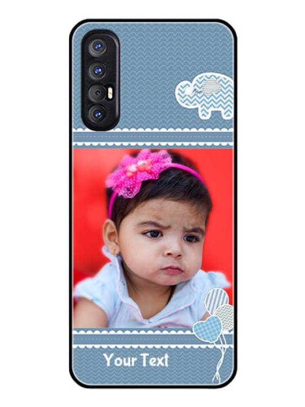 Custom Reno 3 Pro Photo Printing on Glass Case  - with Kids Pattern Design
