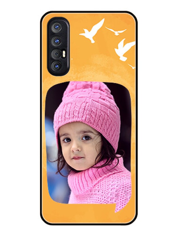 Custom Reno 3 Pro Personalized Glass Phone Case  - Water Color Design with Bird Icons