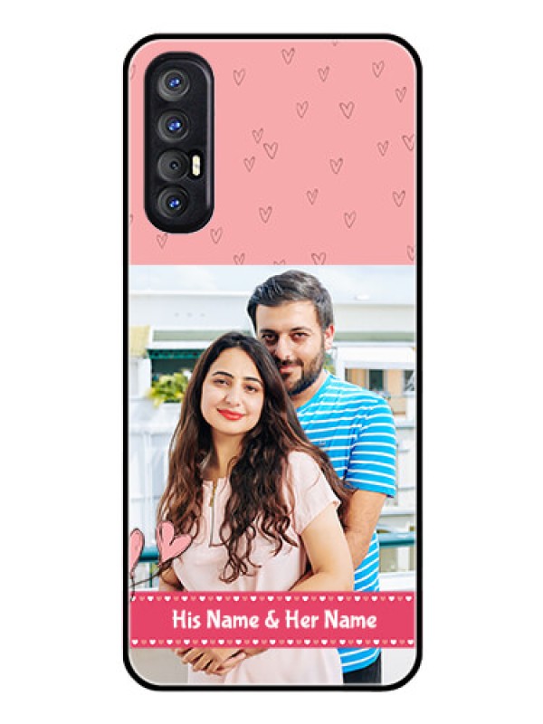 Custom Reno 3 Pro Personalized Glass Phone Case  - Love Design Peach Color