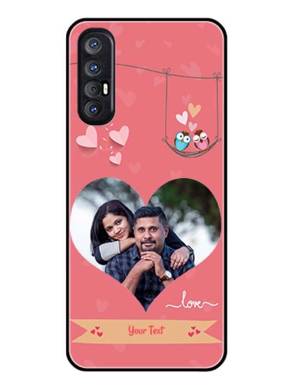 Custom Reno 3 Pro Personalized Glass Phone Case  - Peach Color Love Design 