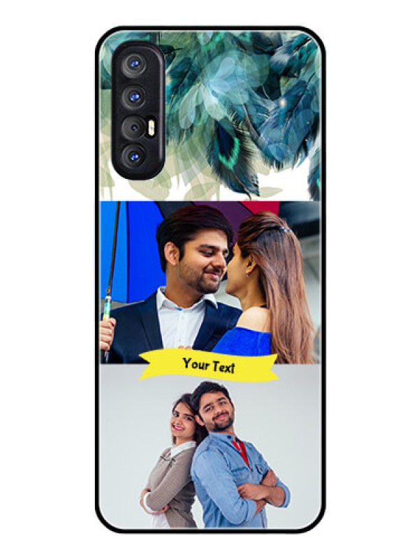 Custom Reno 3 Pro Personalized Glass Phone Case  - Image with Boho Peacock Feather Design