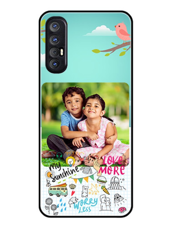 Custom Reno 3 Pro Photo Printing on Glass Case  - Doodle love Design