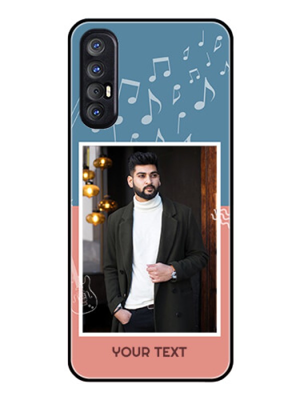 Custom Reno 3 Pro Photo Printing on Glass Case  - with Color Musical Note Design