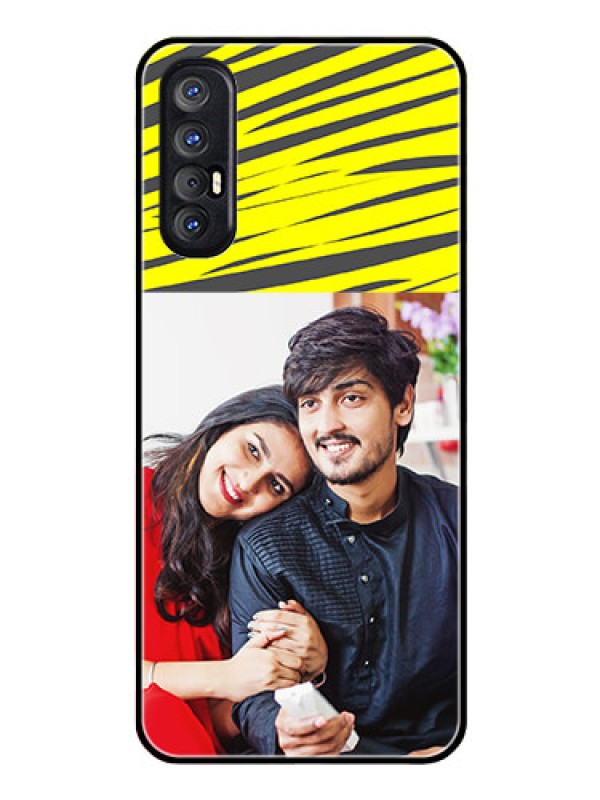 Custom Reno 3 Pro Photo Printing on Glass Case  - Yellow Abstract Design