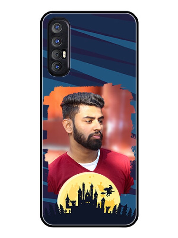 Custom Reno 3 Pro Photo Printing on Glass Case  - Halloween Witch Design 