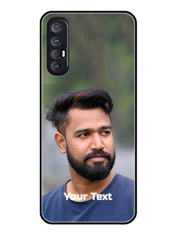 Custom Reno 3 Pro Glass Mobile Cover: Photo with Text