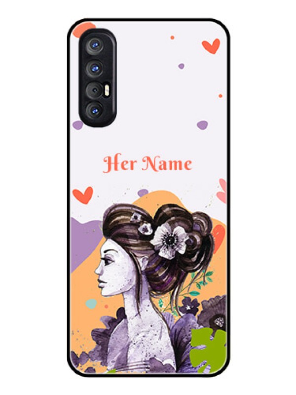 Custom Oppo Reno 3 Pro Personalized Glass Phone Case - Woman And Nature Design