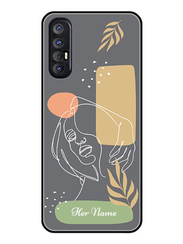 Custom Oppo Reno 3 Pro Custom Glass Phone Case - Gazing Woman line art Design