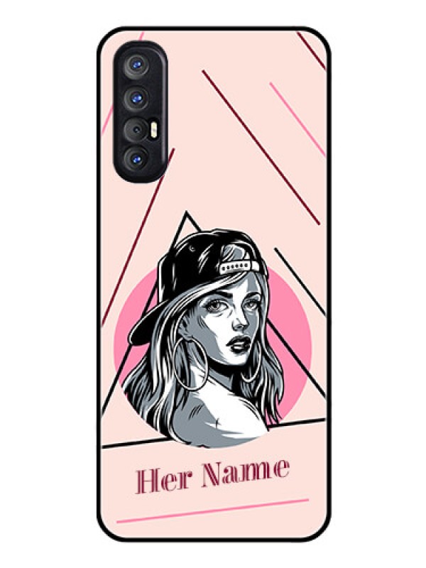 Custom Oppo Reno 3 Pro Personalized Glass Phone Case - Rockstar Girl Design