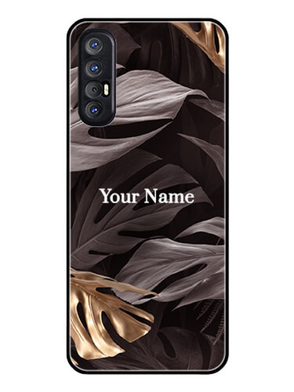 Custom Oppo Reno 3 Pro Personalised Glass Phone Case - Wild Leaves digital paint Design