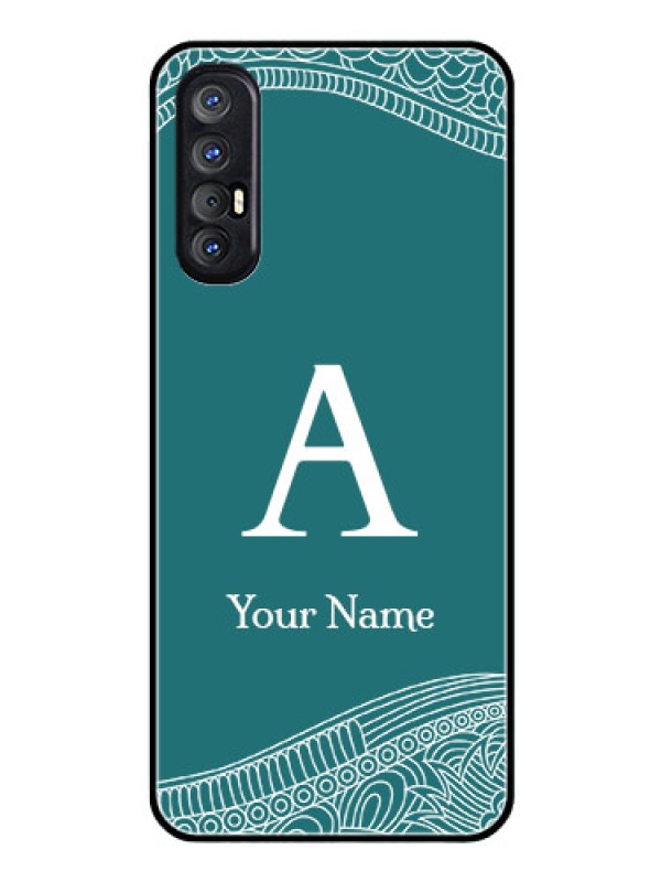 Custom Oppo Reno 3 Pro Personalized Glass Phone Case - line art pattern with custom name Design