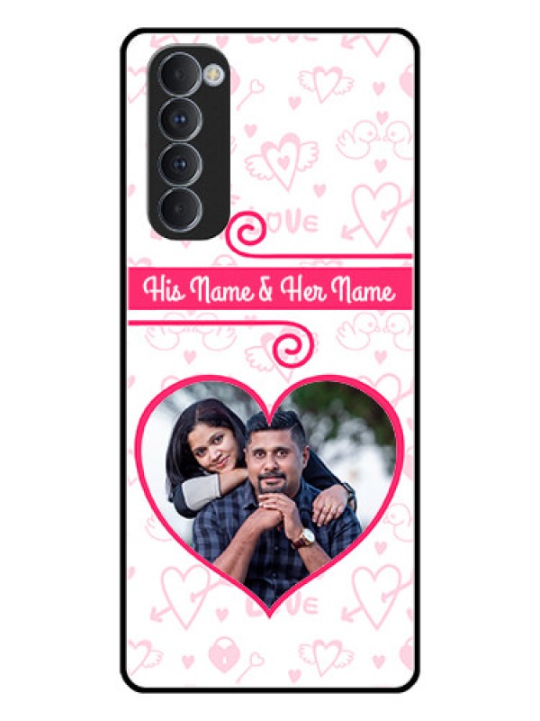 Custom Oppo Reno 4 Pro Personalized Glass Phone Case  - Heart Shape Love Design