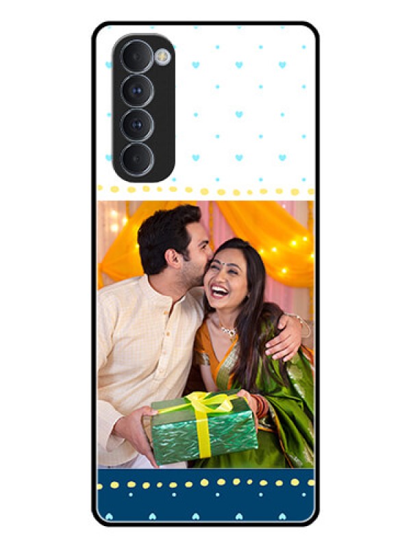 Custom Oppo Reno 4 Pro Personalized Glass Phone Case  - White and Blue Abstract Design