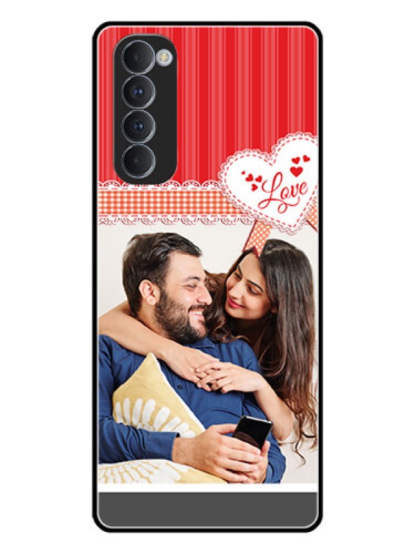 Custom Oppo Reno 4 Pro Custom Glass Mobile Case  - Red Love Pattern Design