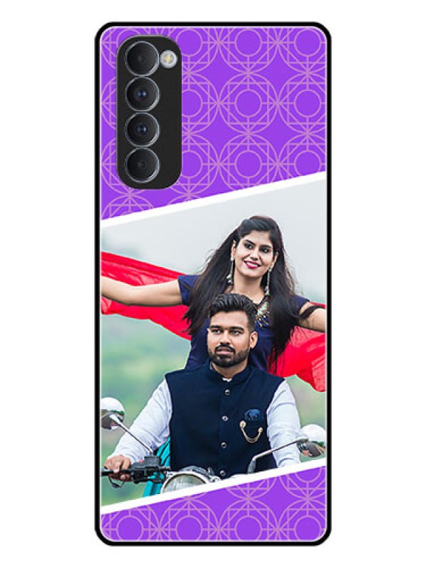 Custom Oppo Reno 4 Pro Custom Glass Phone Case  - Violet Pattern Design