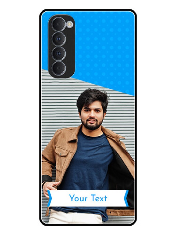Custom Oppo Reno 4 Pro Photo Printing on Glass Case  - Simple Blue Color Design