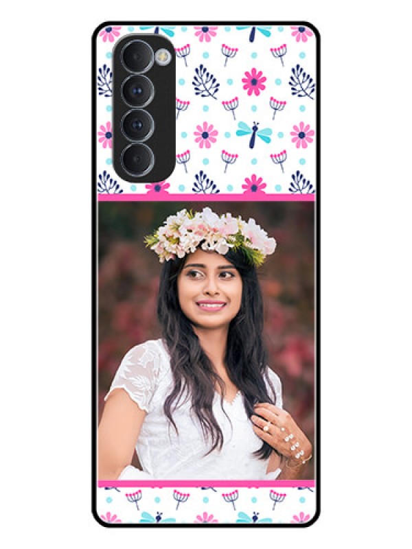 Custom Oppo Reno 4 Pro Photo Printing on Glass Case  - Colorful Flower Design