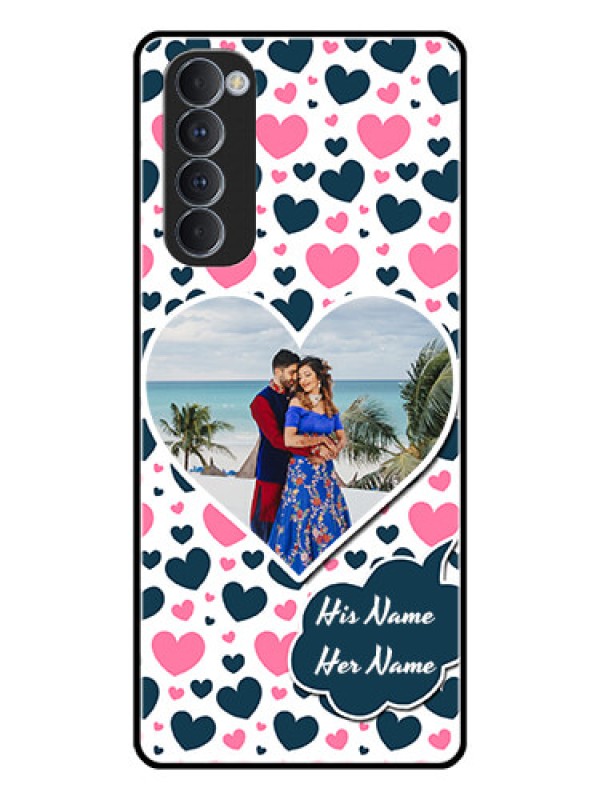 Custom Oppo Reno 4 Pro Custom Glass Phone Case  - Pink & Blue Heart Design