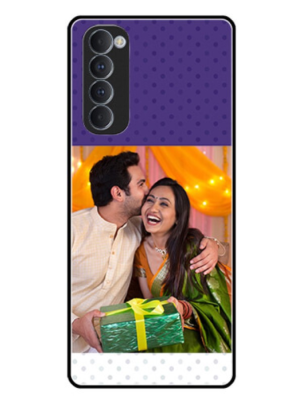 Custom Oppo Reno 4 Pro Personalized Glass Phone Case  - Violet Pattern Design