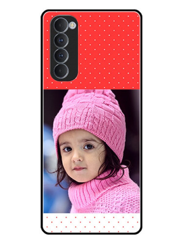 Custom Oppo Reno 4 Pro Photo Printing on Glass Case  - Red Pattern Design