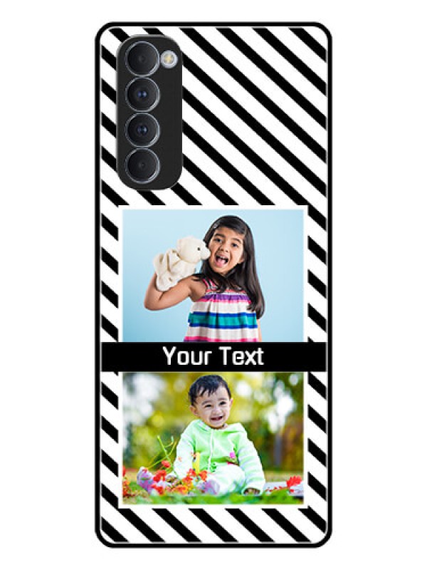Custom Oppo Reno 4 Pro Photo Printing on Glass Case  - Black And White Stripes Design