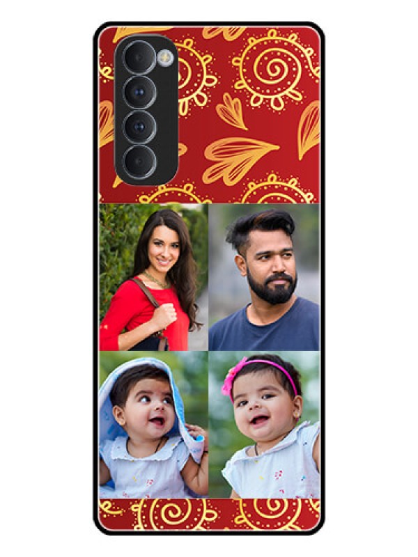 Custom Oppo Reno 4 Pro Photo Printing on Glass Case  - 4 Image Traditional Design