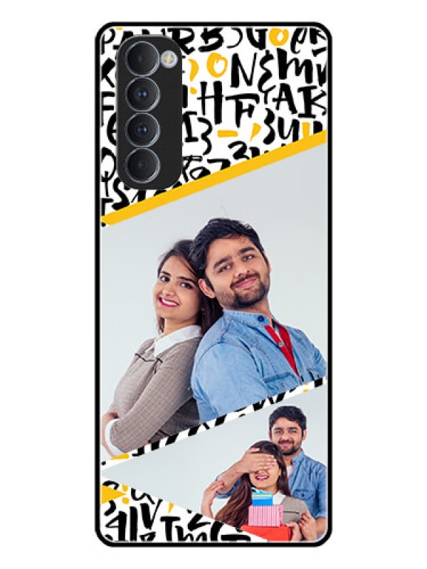 Custom Oppo Reno 4 Pro Custom Glass Mobile Case  - Letters Pattern Design