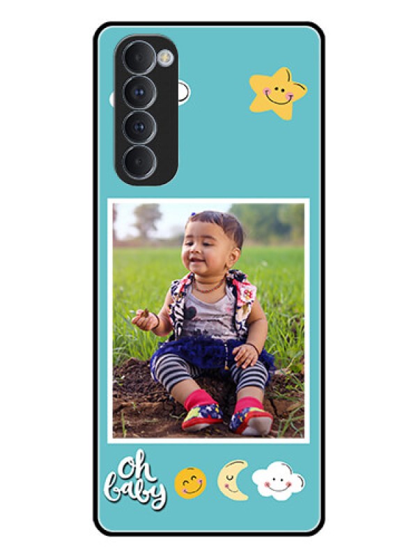 Custom Oppo Reno 4 Pro Personalized Glass Phone Case  - Smiley Kids Stars Design