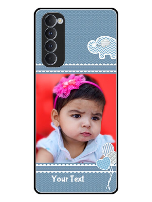 Custom Oppo Reno 4 Pro Photo Printing on Glass Case  - with Kids Pattern Design