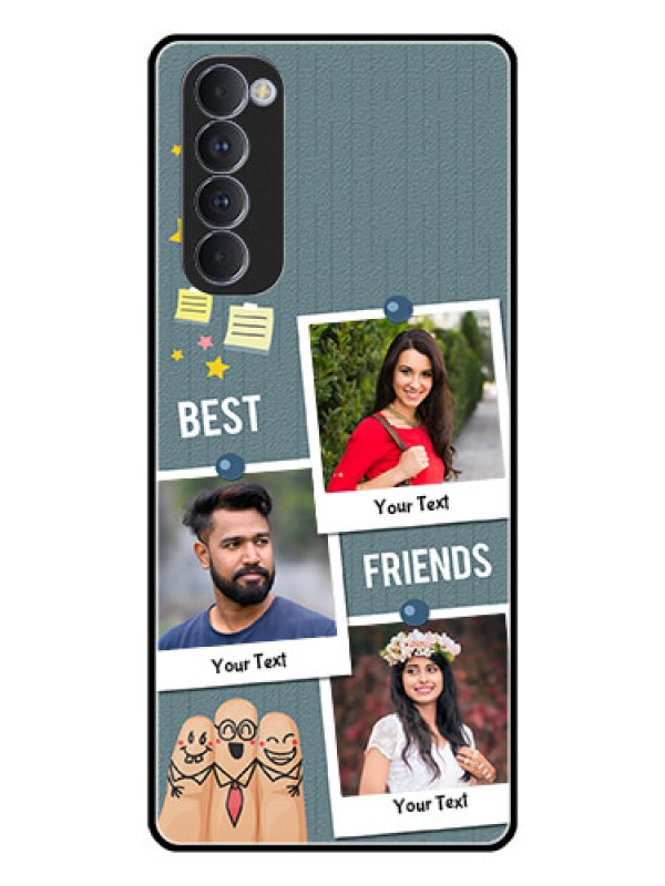 Custom Oppo Reno 4 Pro Personalized Glass Phone Case  - Sticky Frames and Friendship Design