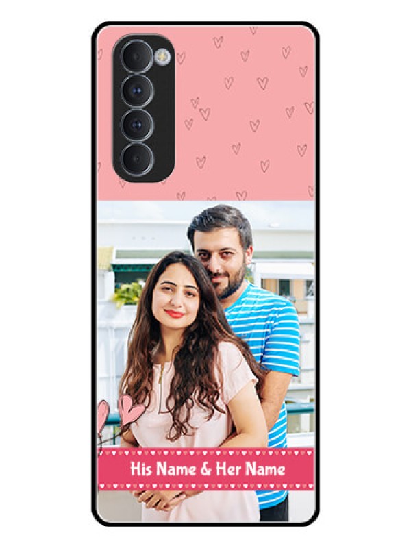 Custom Oppo Reno 4 Pro Personalized Glass Phone Case  - Love Design Peach Color