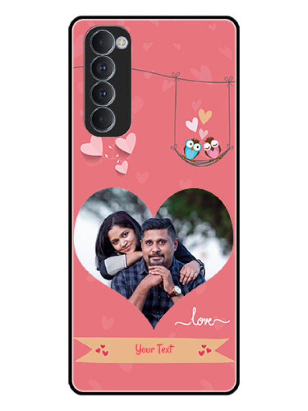 Custom Oppo Reno 4 Pro Personalized Glass Phone Case  - Peach Color Love Design 