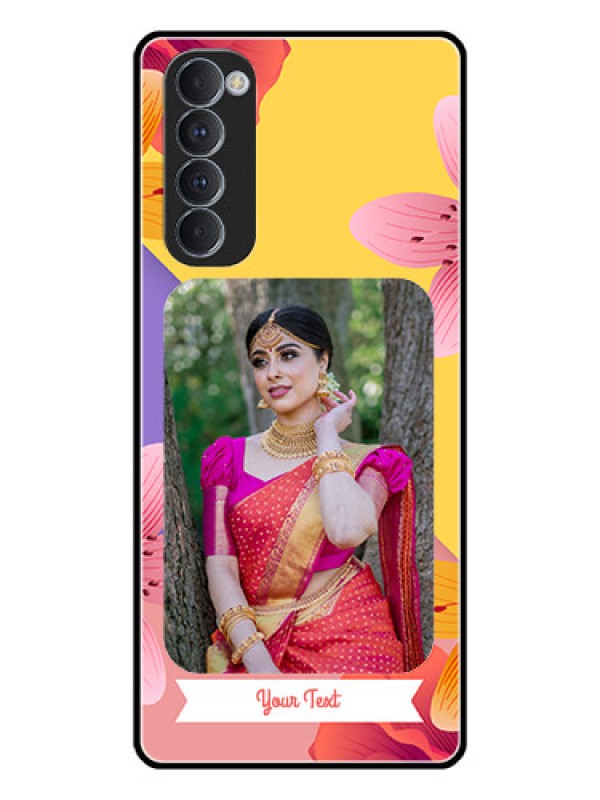 Custom Oppo Reno 4 Pro Custom Glass Mobile Case  - 3 Image With Vintage Floral Design