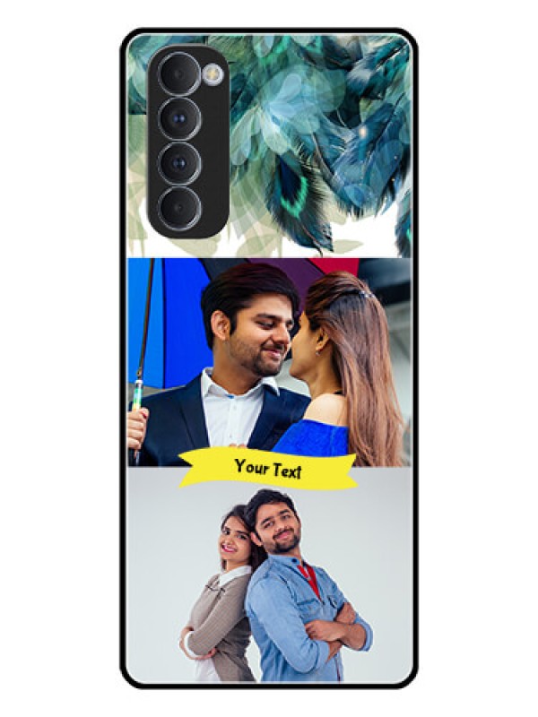 Custom Oppo Reno 4 Pro Personalized Glass Phone Case  - Image with Boho Peacock Feather Design