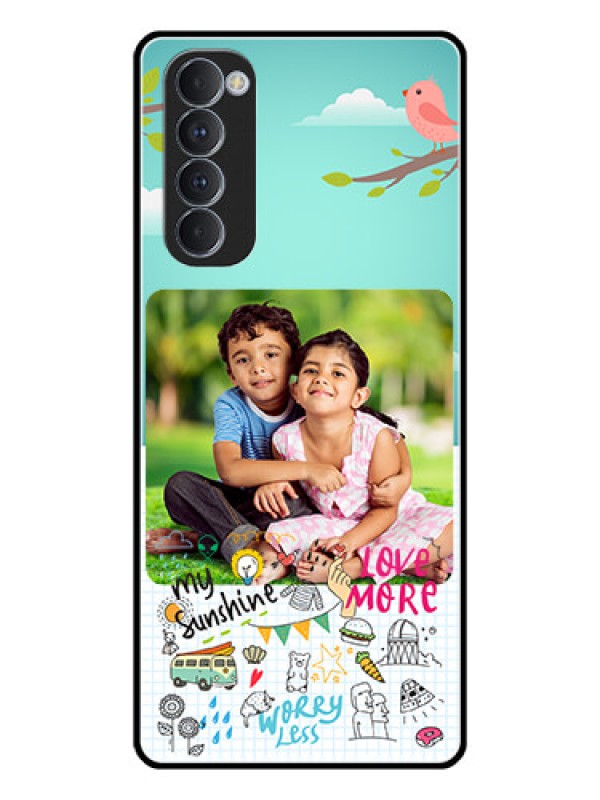 Custom Oppo Reno 4 Pro Photo Printing on Glass Case  - Doodle love Design