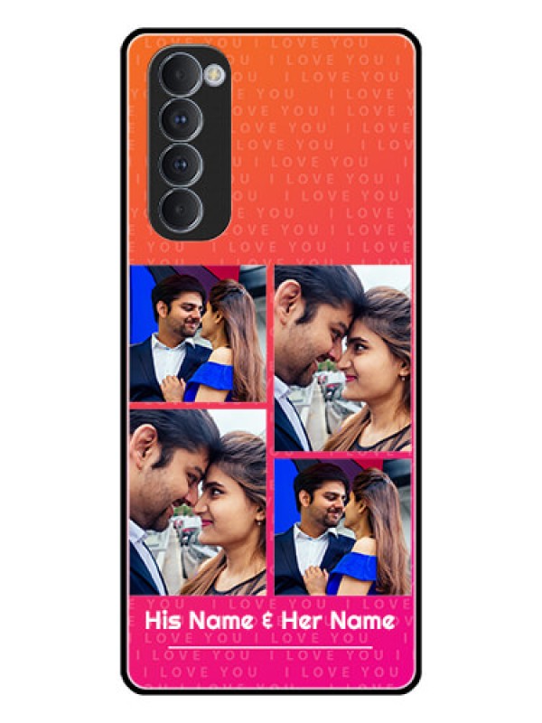 Custom Oppo Reno 4 Pro Custom Glass Phone Case  - I Love You Pink Design